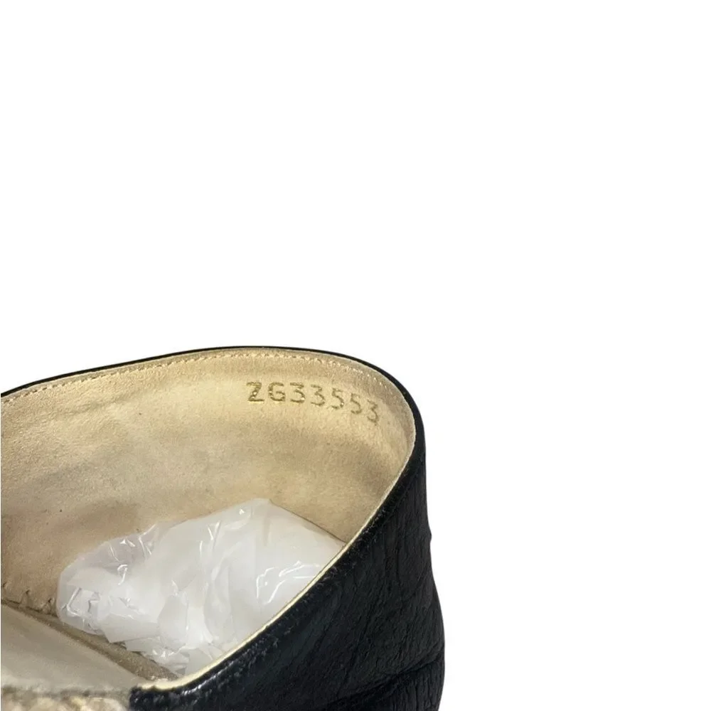 CHANEL Black Espadrille CC Logo Leather Slip-On Shoes IT36